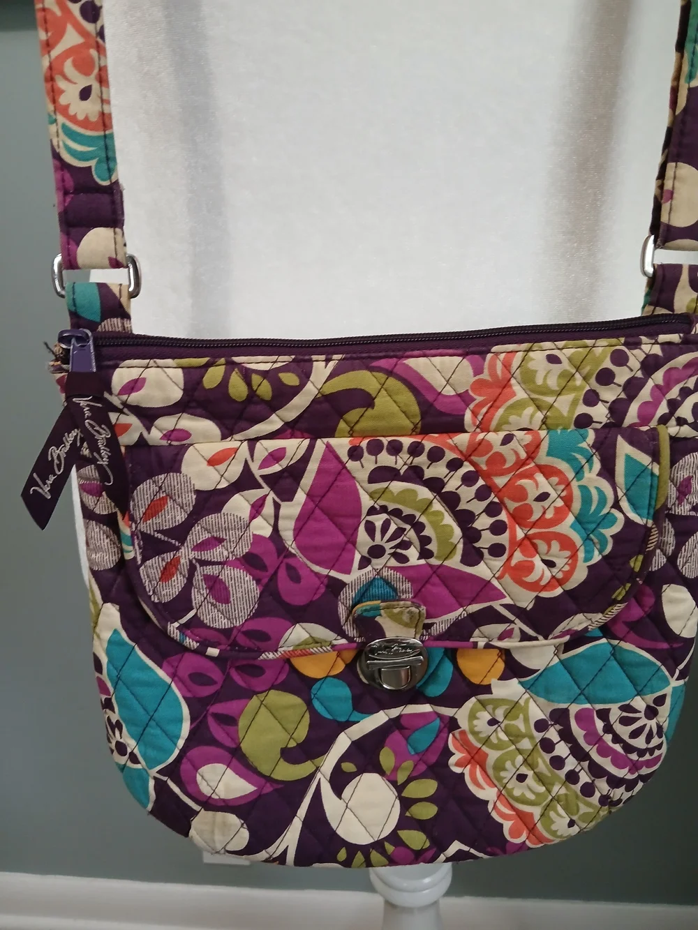 Vera Bradley Purple Floral Quilted Crossbody Bag